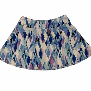 Tail tennis skirt, blue/purple/green geo pattern M